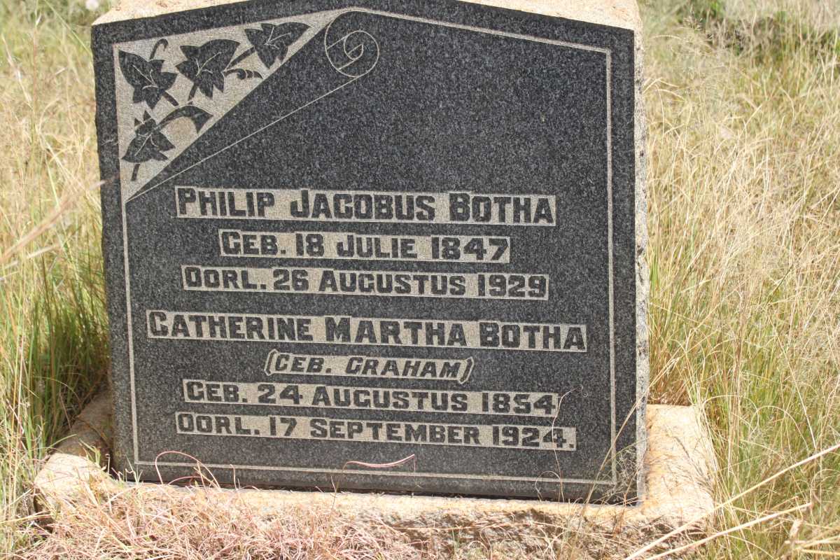 BOTHA Philip Jacobus 1847-1929 &amp; Catherine Martha GRAHAM 1854-1924