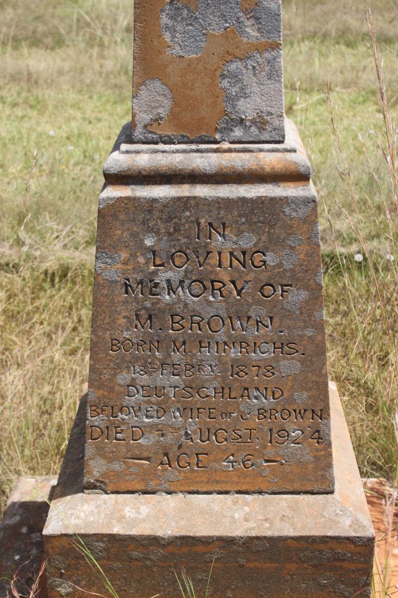 BROWN M. nee HINRICHS 1878-1924