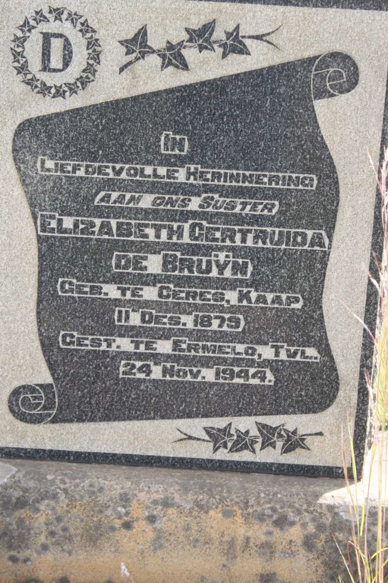 BRUYN Elizabeth Gertruida, de 1879-1944