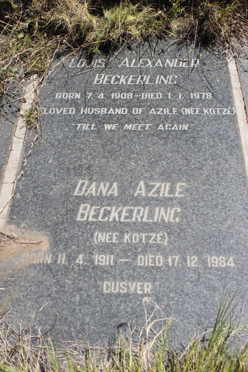 BECKERLING Louis Alexander 1908-1978 &amp; Dana Azile KOTZE 1911-1984