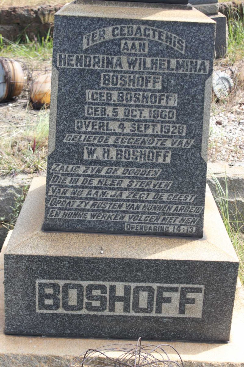 BOSHOFF Hendriena Wilhelmina BOSHOFF 1860-1928