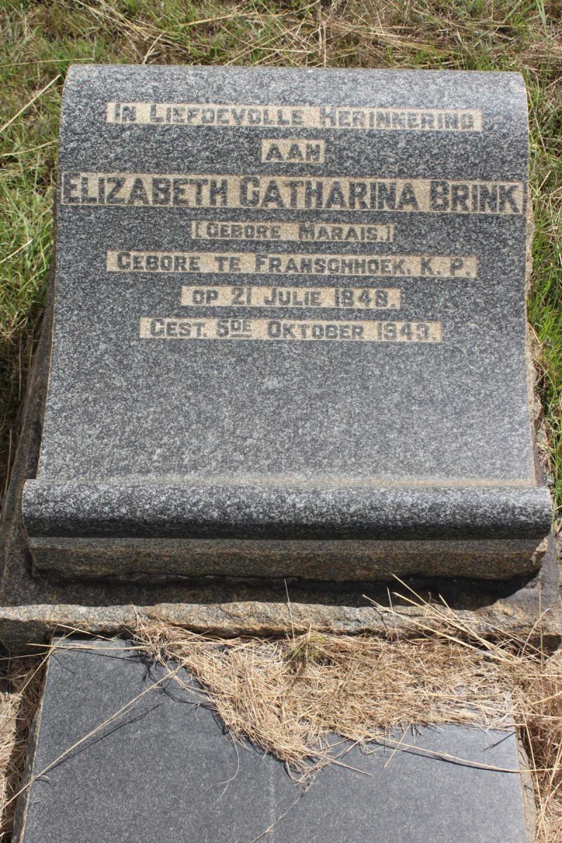 BRINK Elizabeth Catharina nee MARAIS 1848-1943