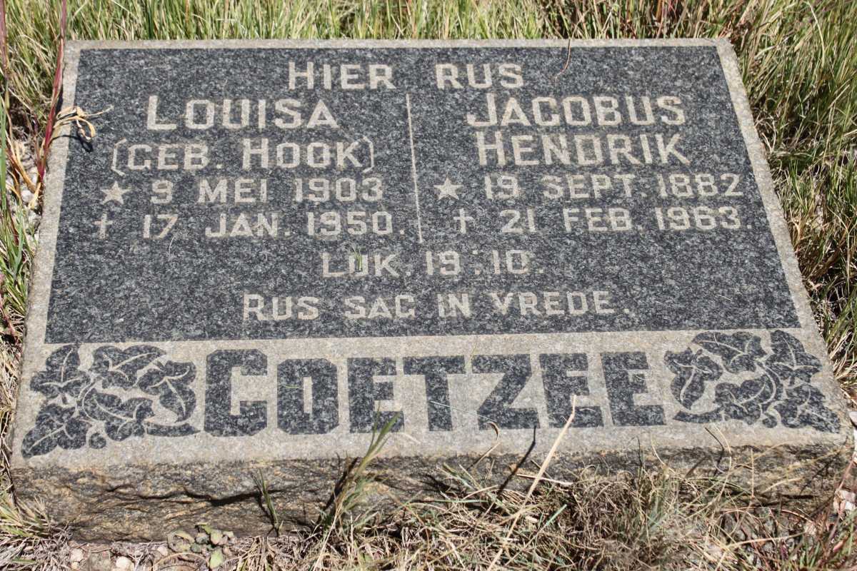 COETZEE Jacobus Hendrik 1882-1963 &amp; Louisa HOOK 1903-1950