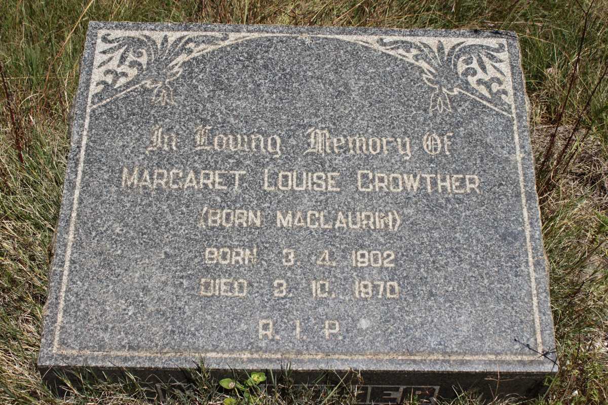 CROWTHER Margareth Louise nee MACLAURIN 1902-1970