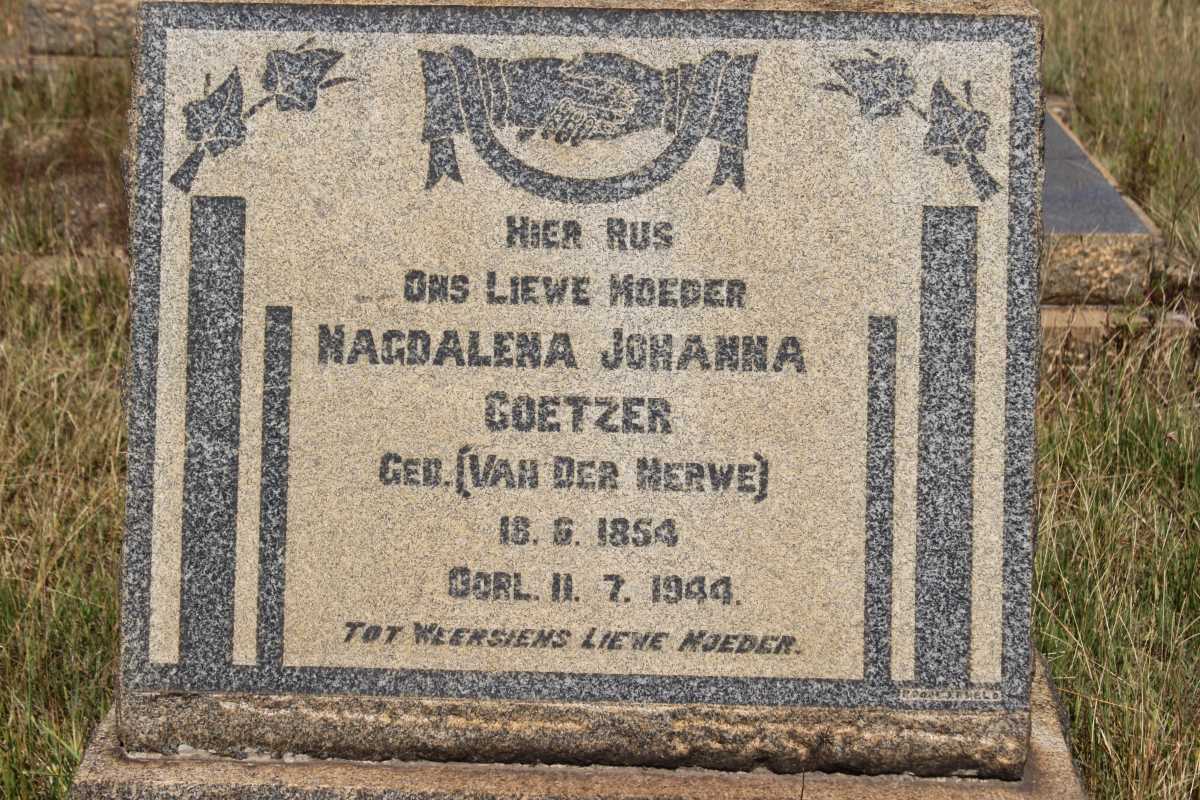 COETZER Magdalena Johanna geb Van Der MERWE 1854-1944