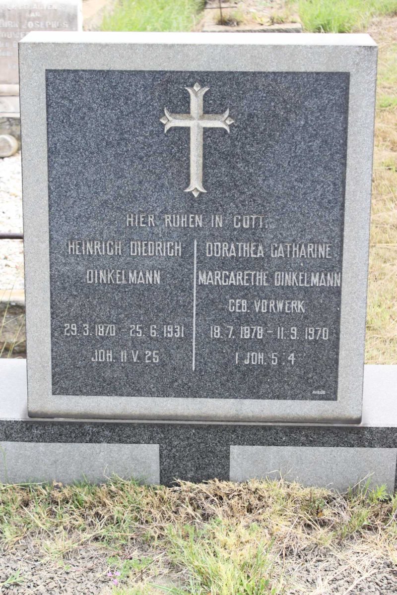 DINKELMANN Heinrich Diedrigh 1870-1931 &amp; Dorathea Catharine Margarethe VORWERK 1878-1970