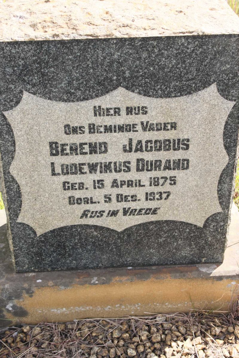 DURAND Berend Jacobus Lodewikus 1875-1937