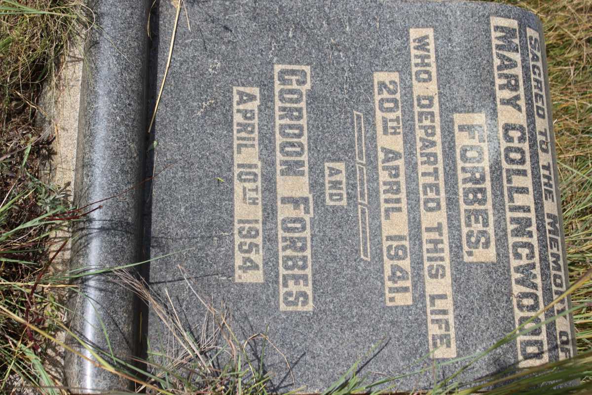 FORBES Gordon -1954 &amp; Mary Collingwood -1941