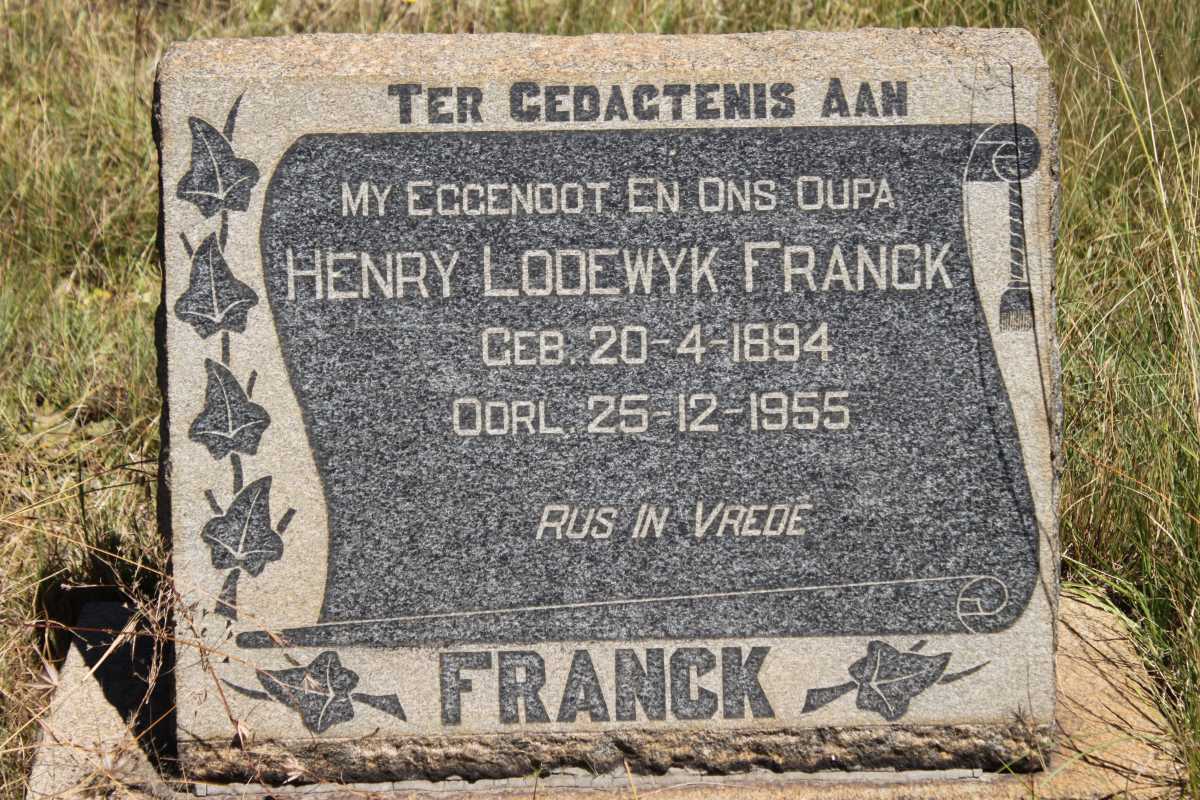 FRANCK Henry Lodewyk 1894-1955