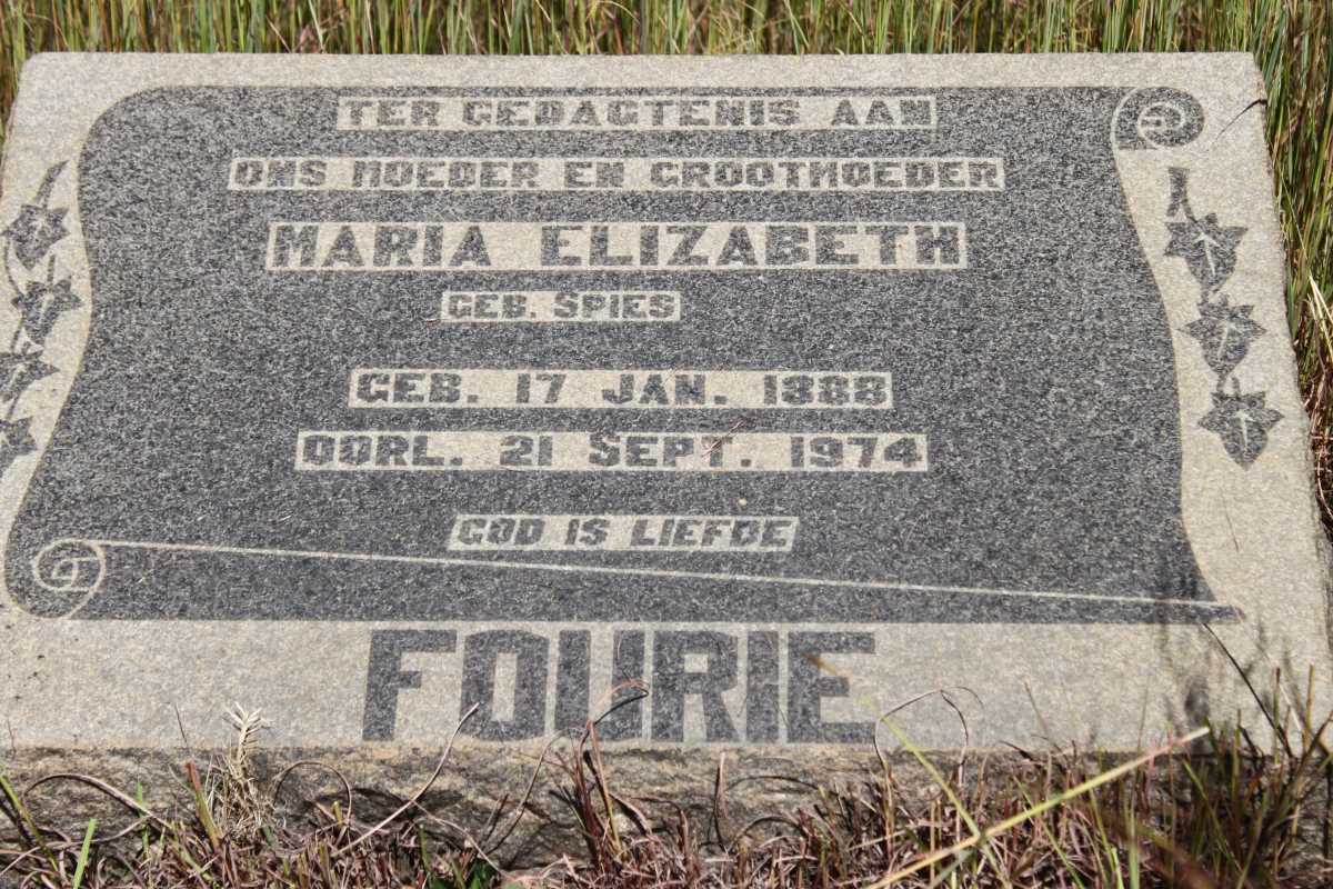 FOURIE Maria Elizabeth nee SPIES 1888-1974