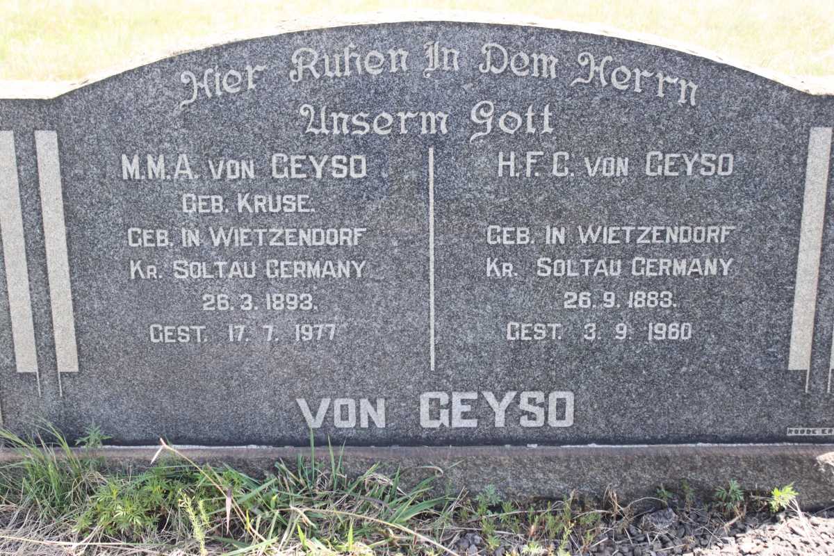 GEYSO H.F.C., von 1883-1960 &amp; M.M.A.KRUSE 1893-1977