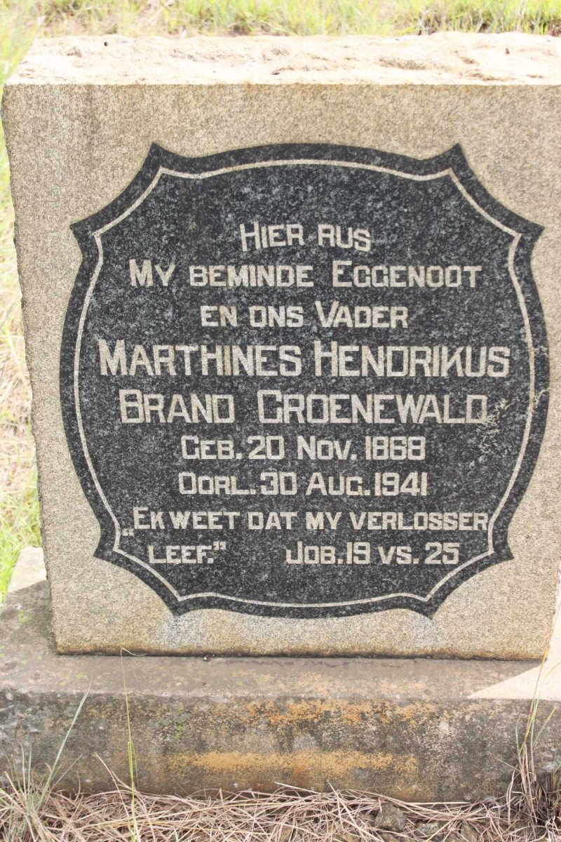 GROENEWALD Marthinus Hendrikus Brand 1868-1941