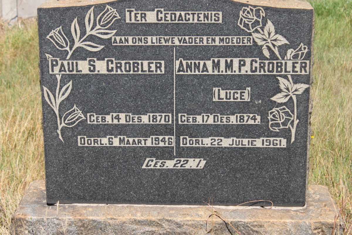GROBLER Paul S. 1870-1946 &amp; Anna M.M.P. LUCE 1874-1961
