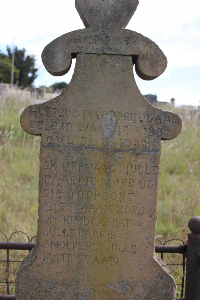 GROBBELAAR Hester C.? nee V.D. WALT 1867-1939