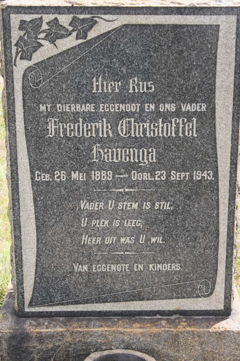 HAVENGA Frederik Christoffel 1889-1943