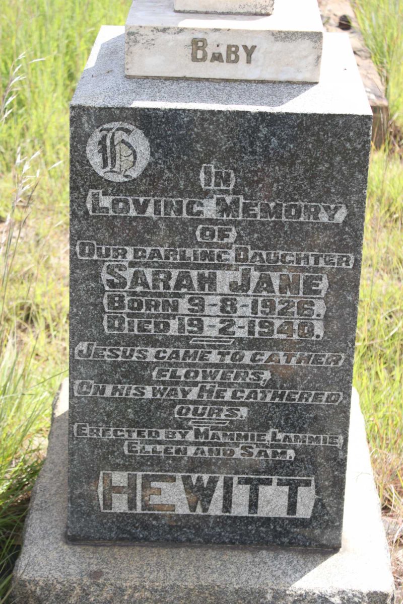 HEWITT Sarah Jane 1926-1940