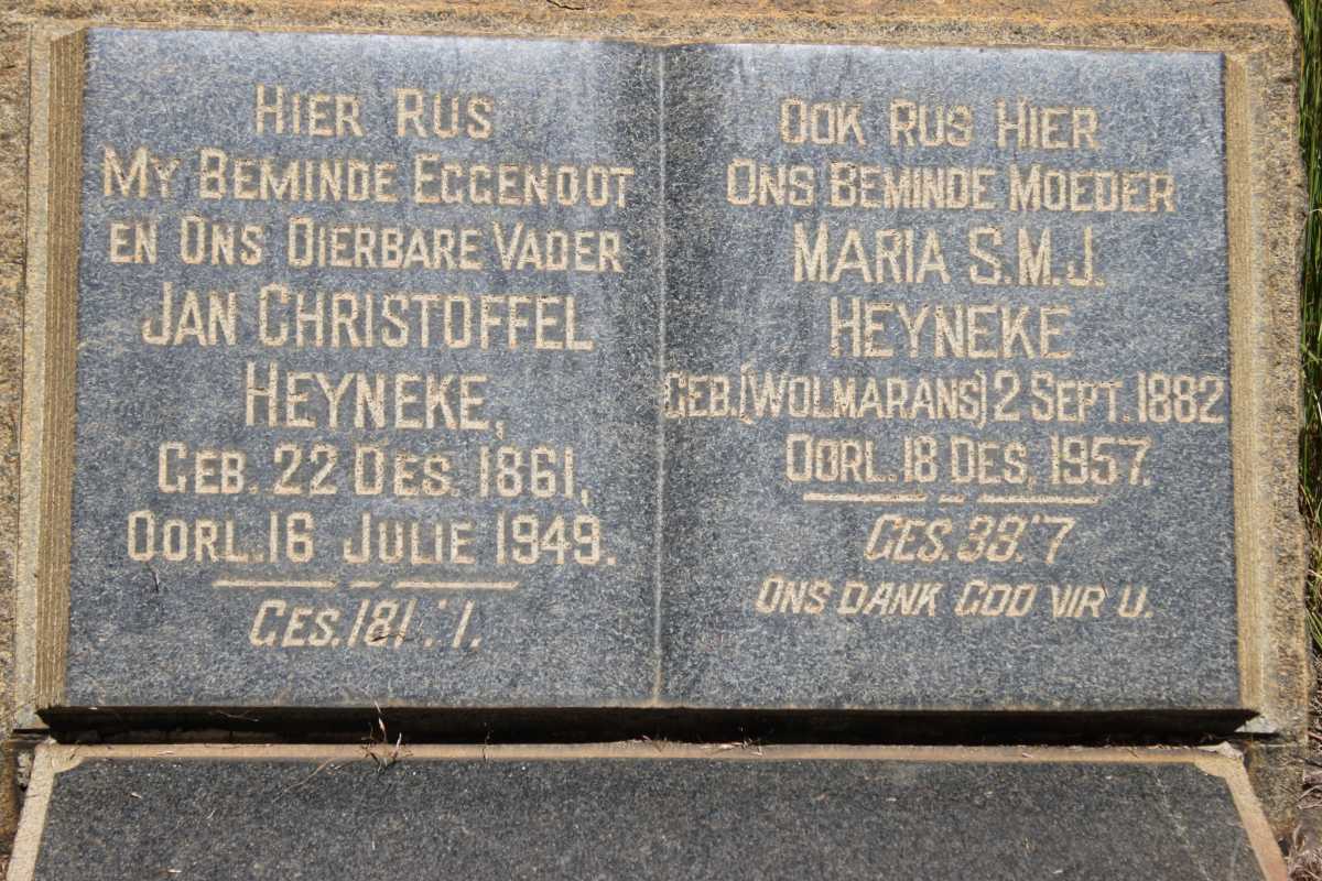 HEYNEKE Jan Christoffel 1861-1949 &amp; Maria S.M.J. WOLMARANS 1882-1957