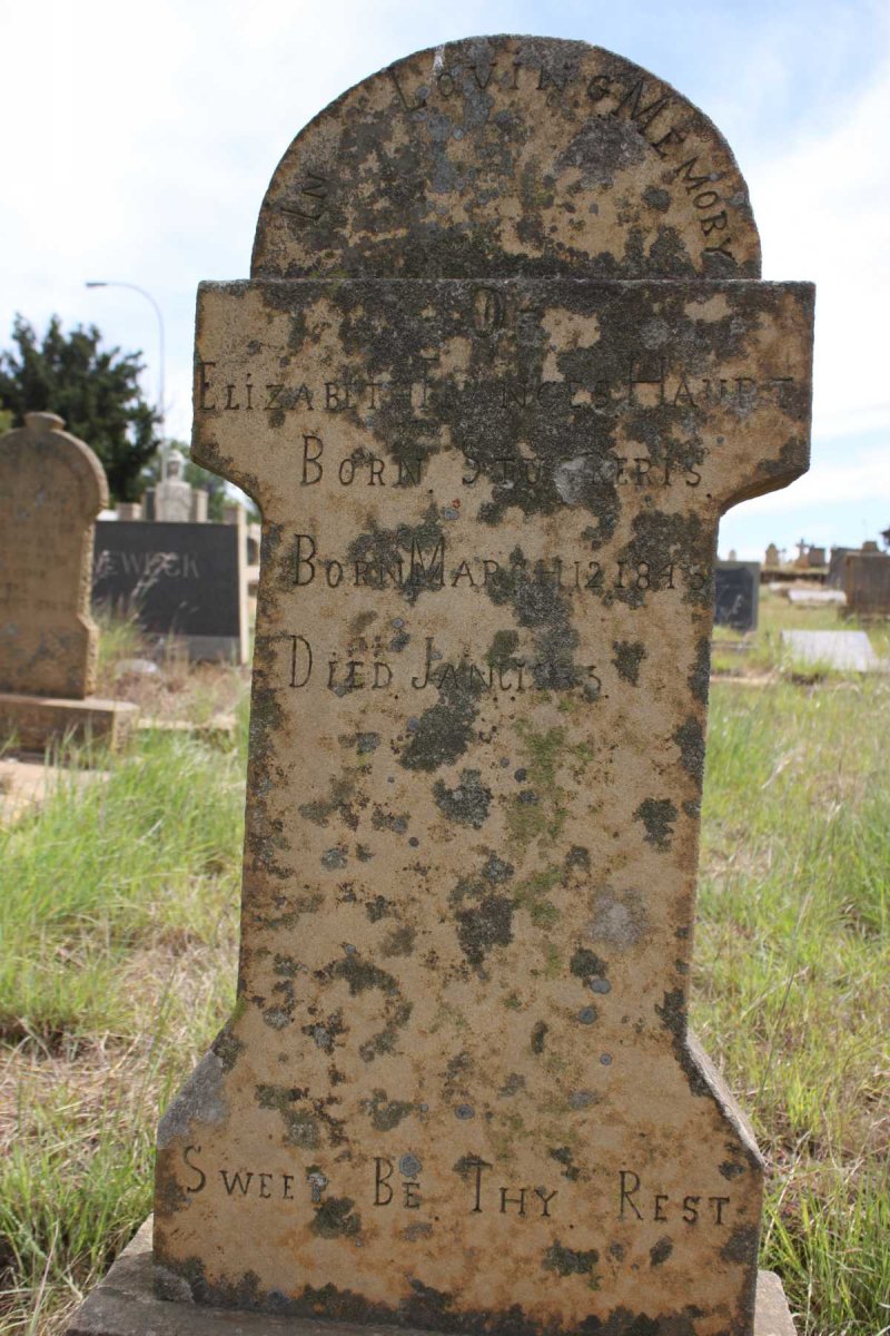 HAUPT Elizabeth Frances nee STU?KERIS 1845-1933
