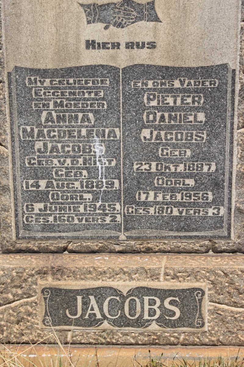 JACOBS Pieter Daniel 1887-1956 &amp; Anna Magdalena v.d.NIST 1889-1945
