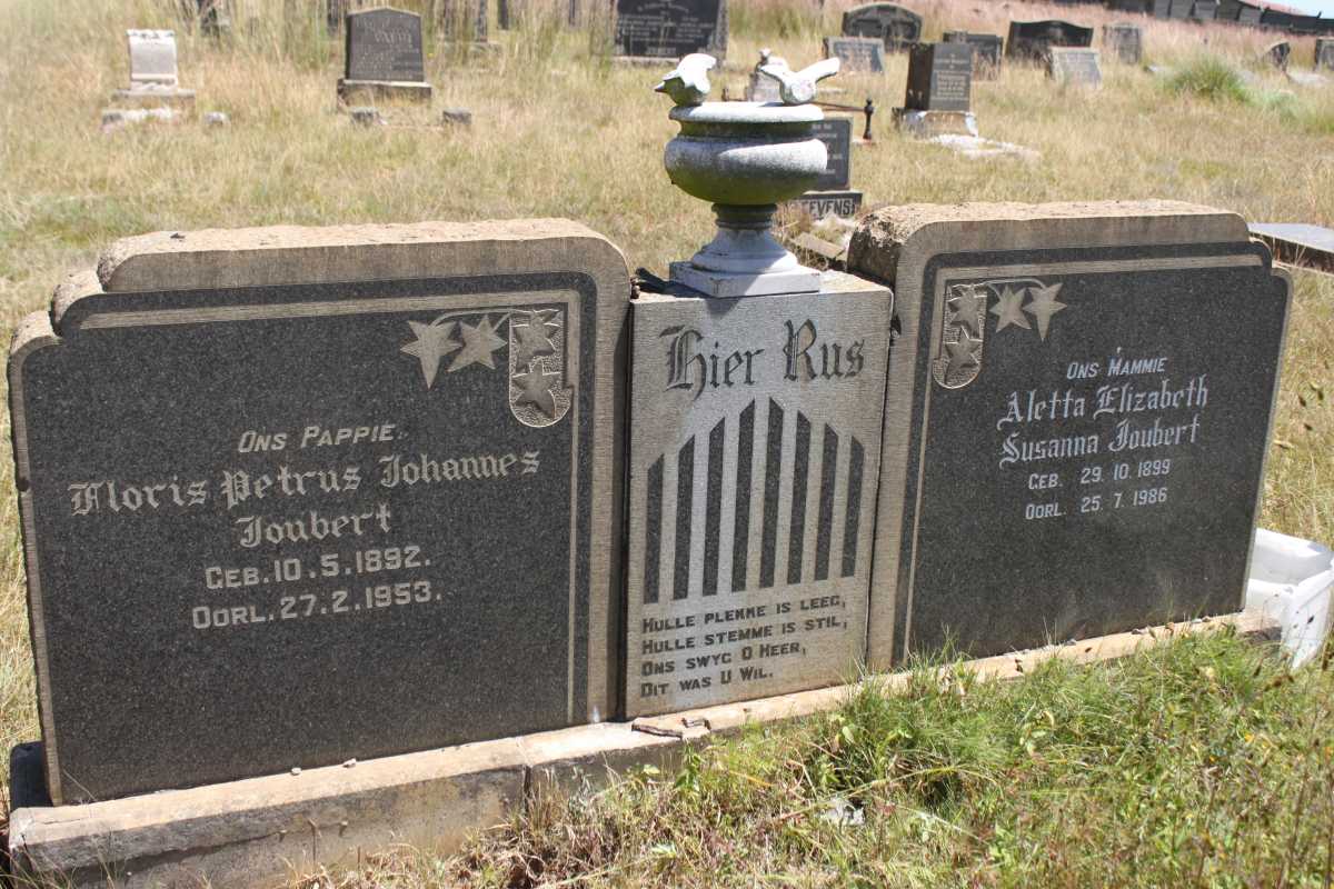 JOUBERT Floris Petrus Johannes 1892-1953 &amp; Aletta Elizabeth Susanna 1899-1986