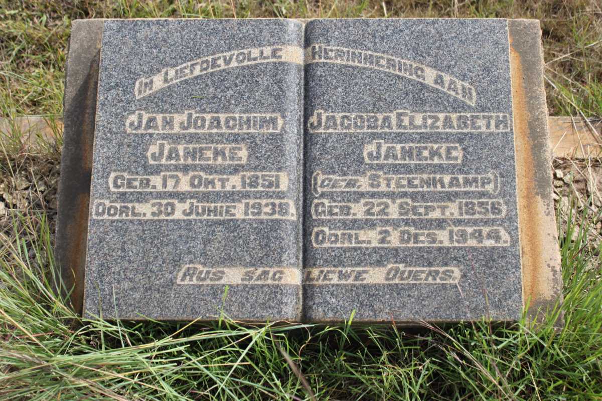 JANEKE Jan Joachim 1851-1938 &amp; Jacoba Elizabeth STEENKAMP 1856-1944