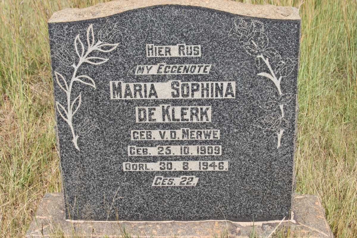 KLERK Maria Sophina, de geb v.d. MERWE 1903-1946