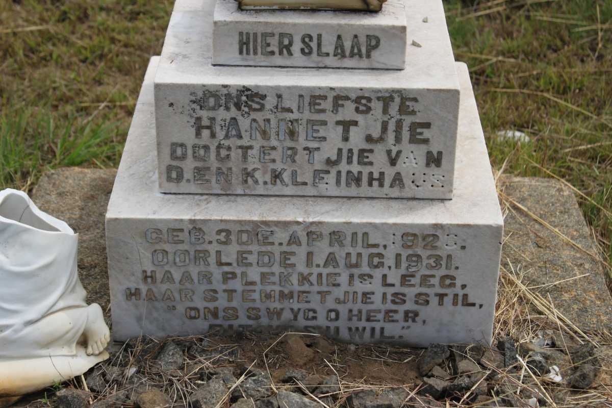 KLEINHAUS Hannetjie 192?-1931
