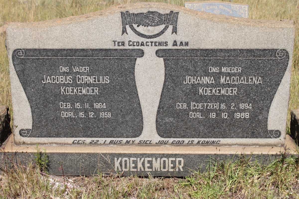 KOEKEMOER Jacobus Cornelius 1884-1959 &amp; Johanna Magdalena COETZER 1894-1968