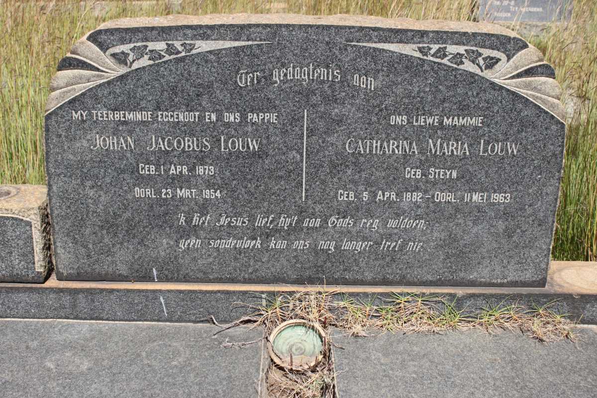 LOUW Johan Jacobus 1873-1954 &amp; Catharina Maria STEYN 1882-1963
