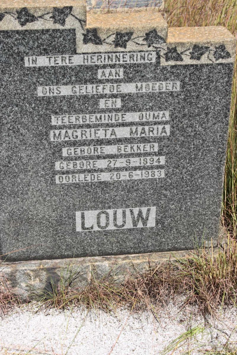 LOUW Magrieta Maria geb BEKKER 1894-1983