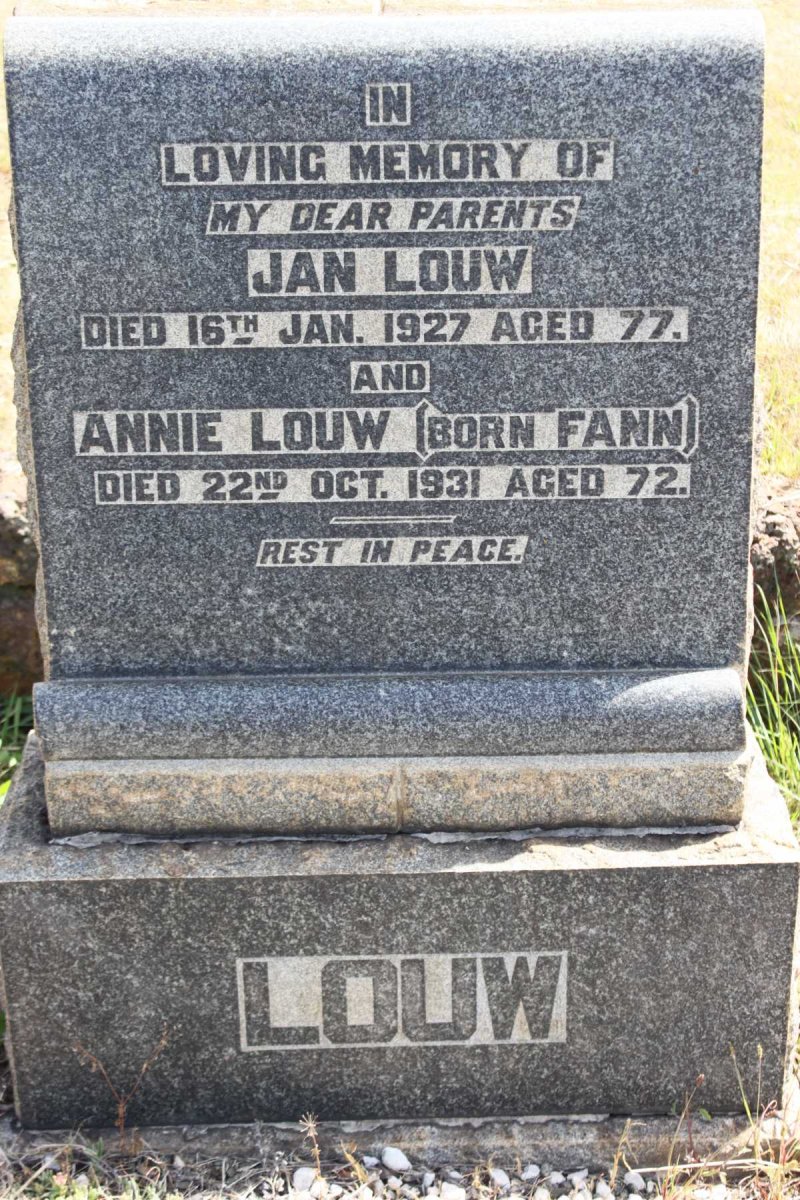 LOUW Jan  -1927 &amp; Annie FANN   -1931