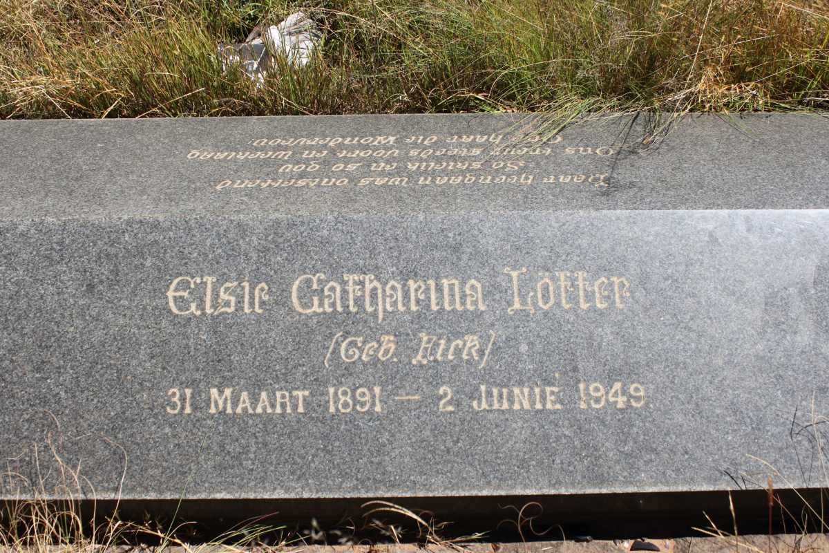 LÖTTER Elsie Catharina nee FICK 1891-1949