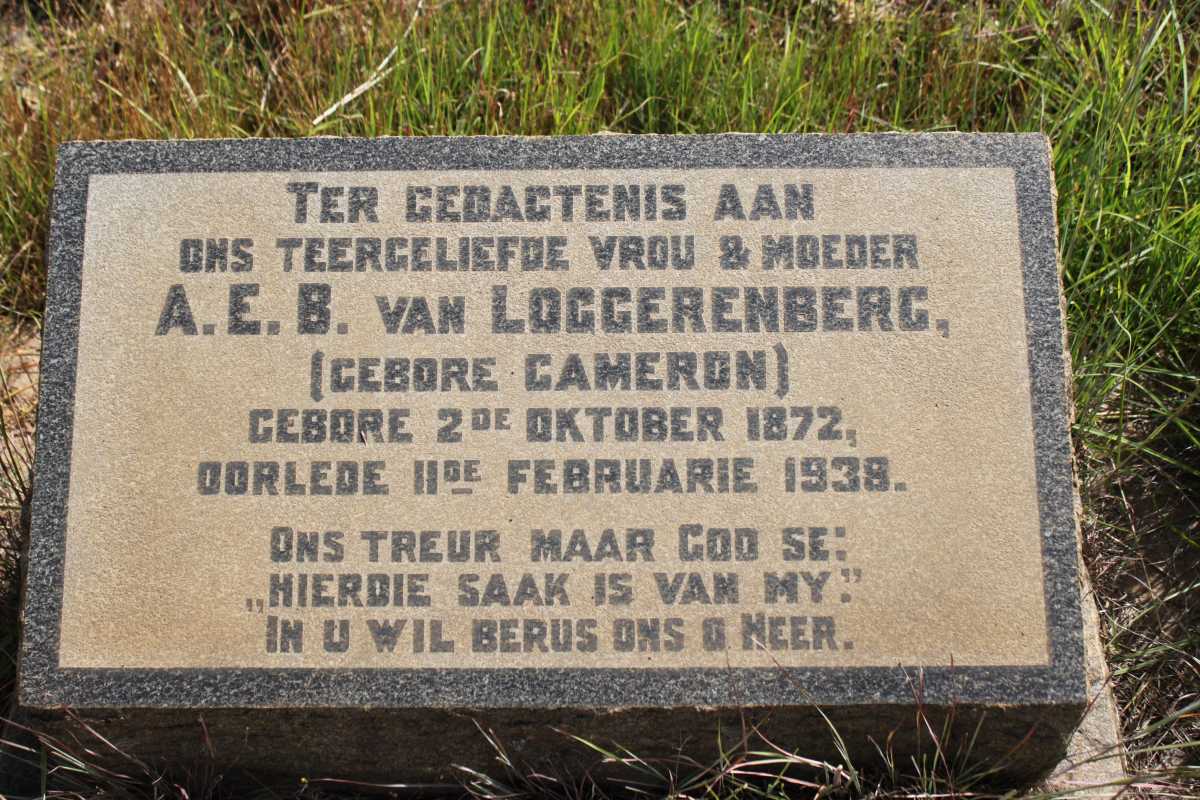LOGGERENBERG A.E.B., van nee CAMERON 1872-1938