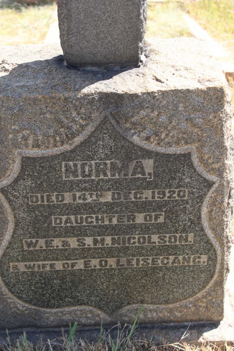 LEISEGANG Norma nee NICOLSON  -1920