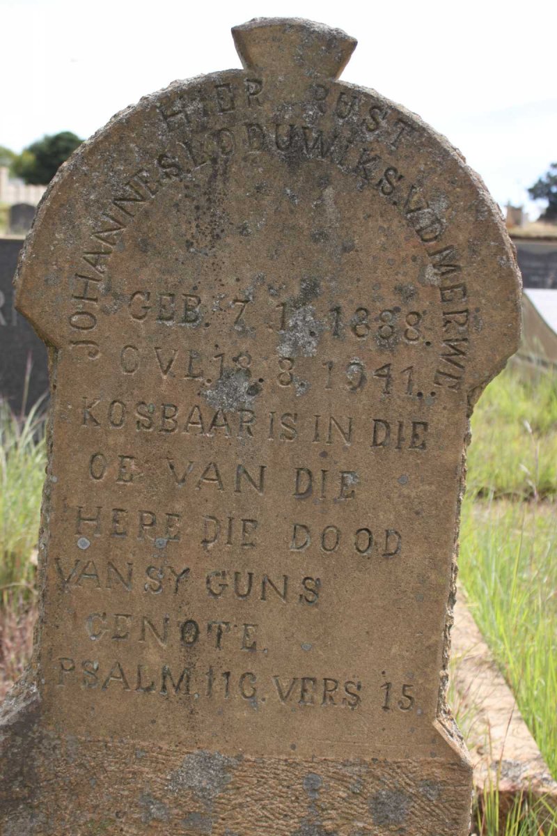 MERWE Johannes Loduwiks, van der 1888-1941