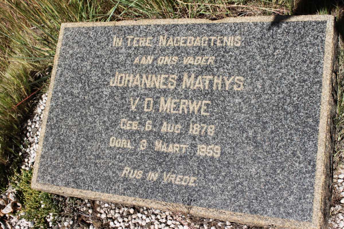 MERWE Johannes Mathys, v.d. 1878-1959