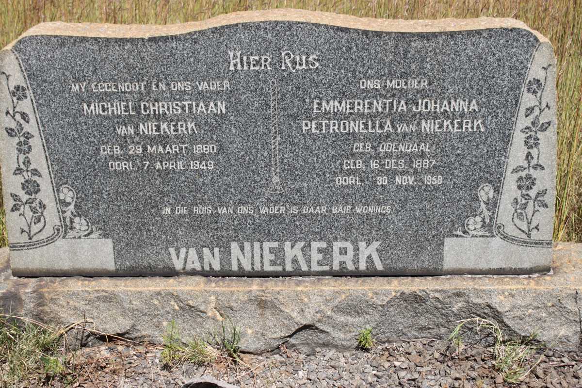 NIEKERK Michiel Christiaan, van 1880-1949 &amp; Emmerentia Johanna Petronella ODENDAAL 1887-1958