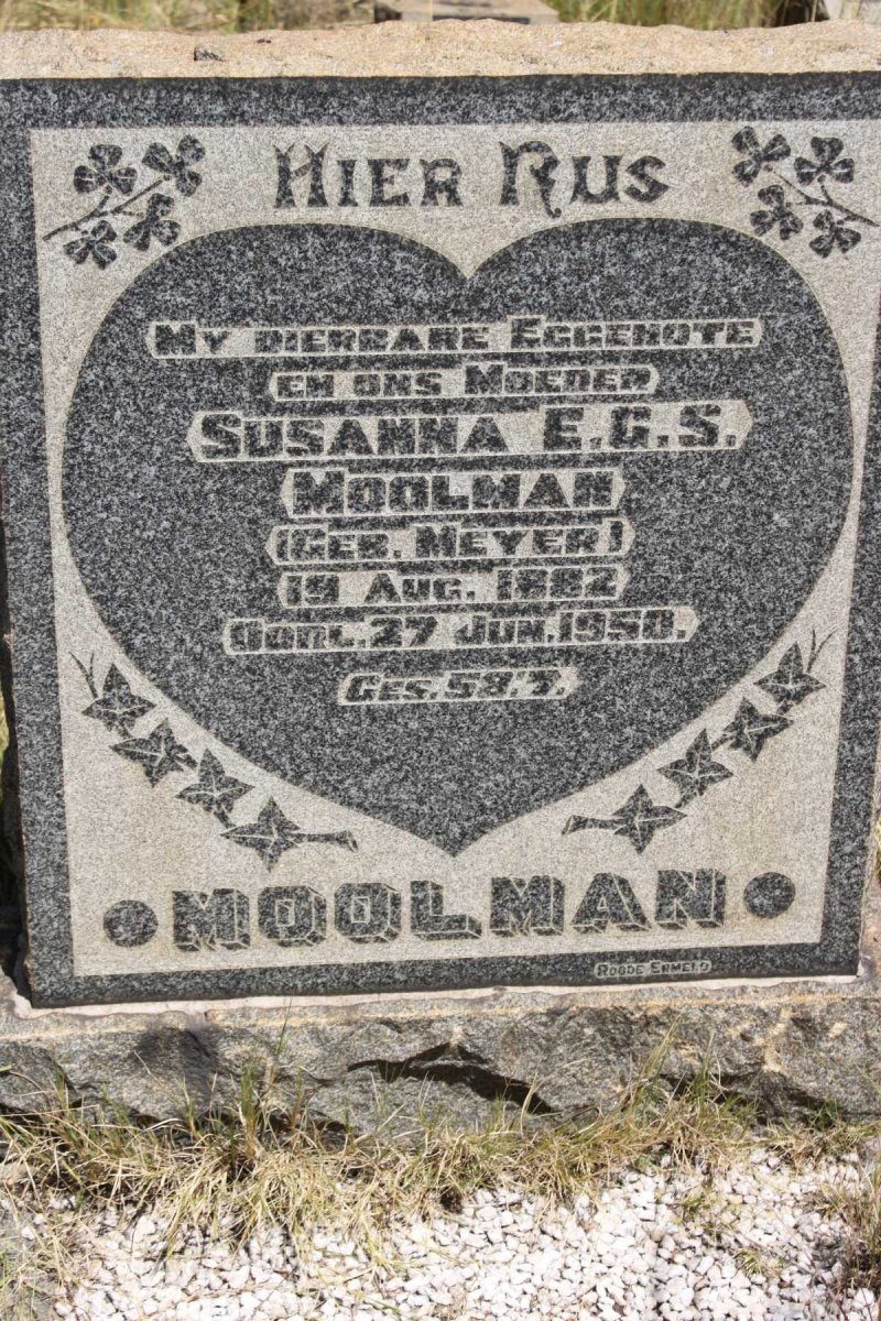 MOOLMAN Susanna E.G.S. nee MEYER 1882-1950