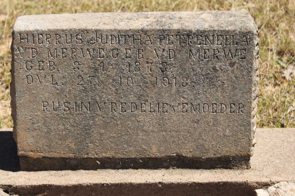 MERWE Juditha Petrenella, van der nee VAN DER MERWE 1878-1918