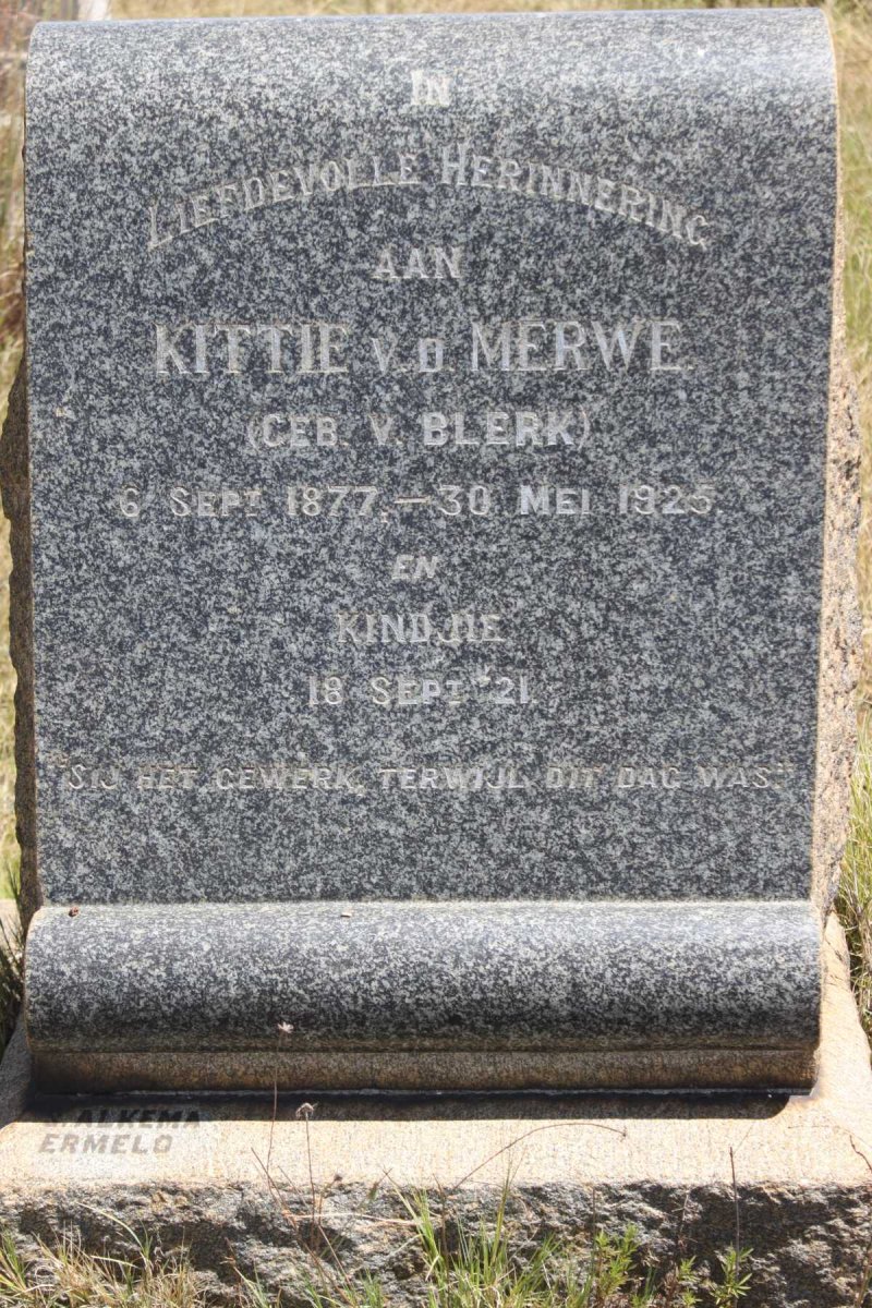 MERWE Kittie, v.d. nee van BLERK 1877-1925 :: v.d MERWE baba -1921