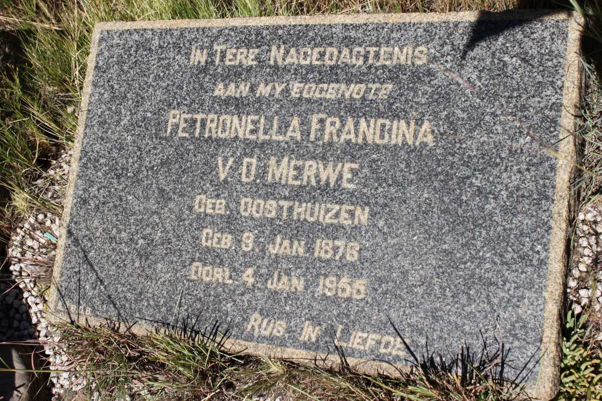 MERWE Petronella Francina, v.d. geb OOSTHUIZEN 1876-1955