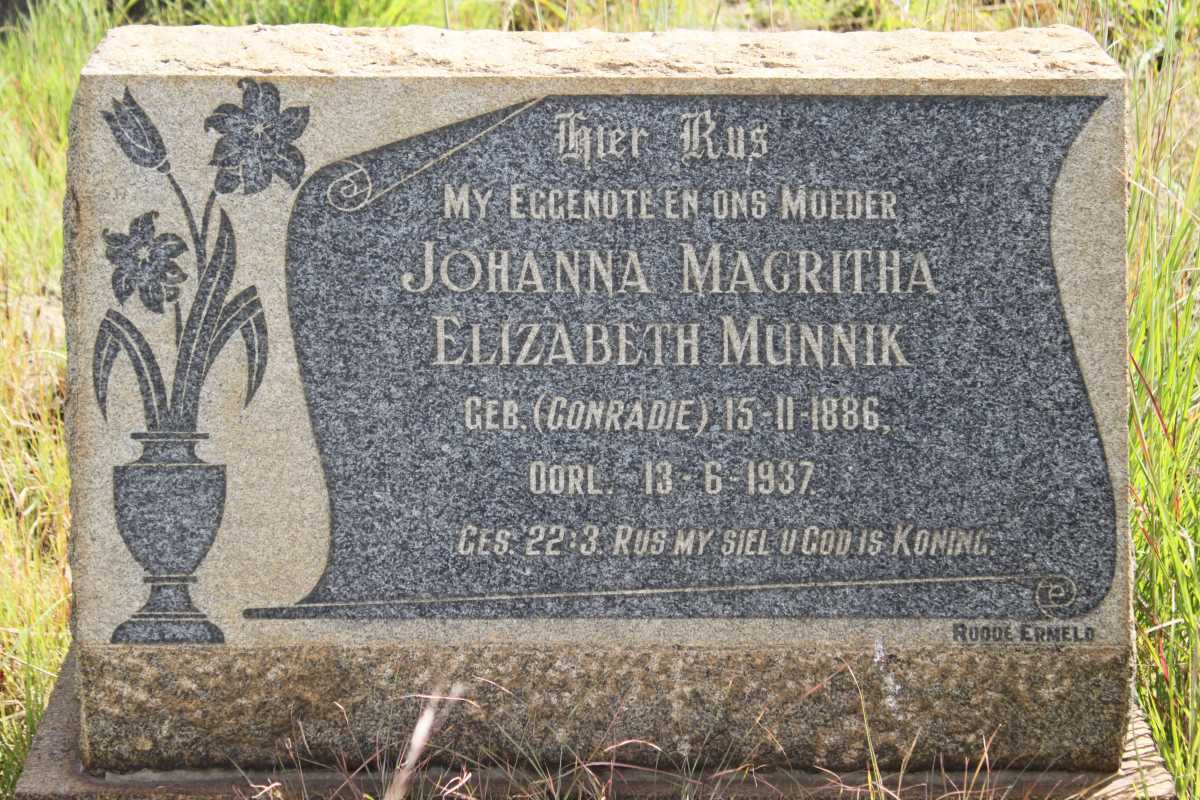 MUNNIK Johanna Magritha nee CONRADIE 1886-1937