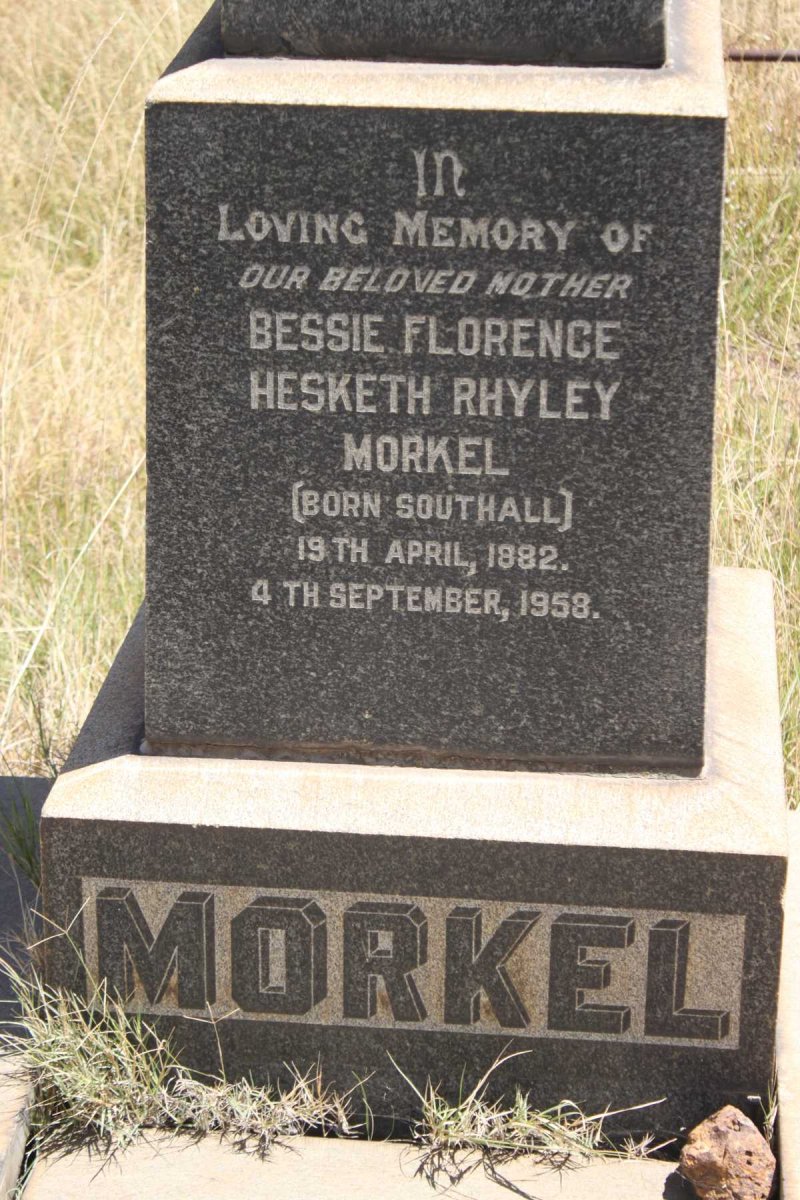 MORKEL Bessie Florence Hesketh Rhyley nee SOUTHALL 1882-1958