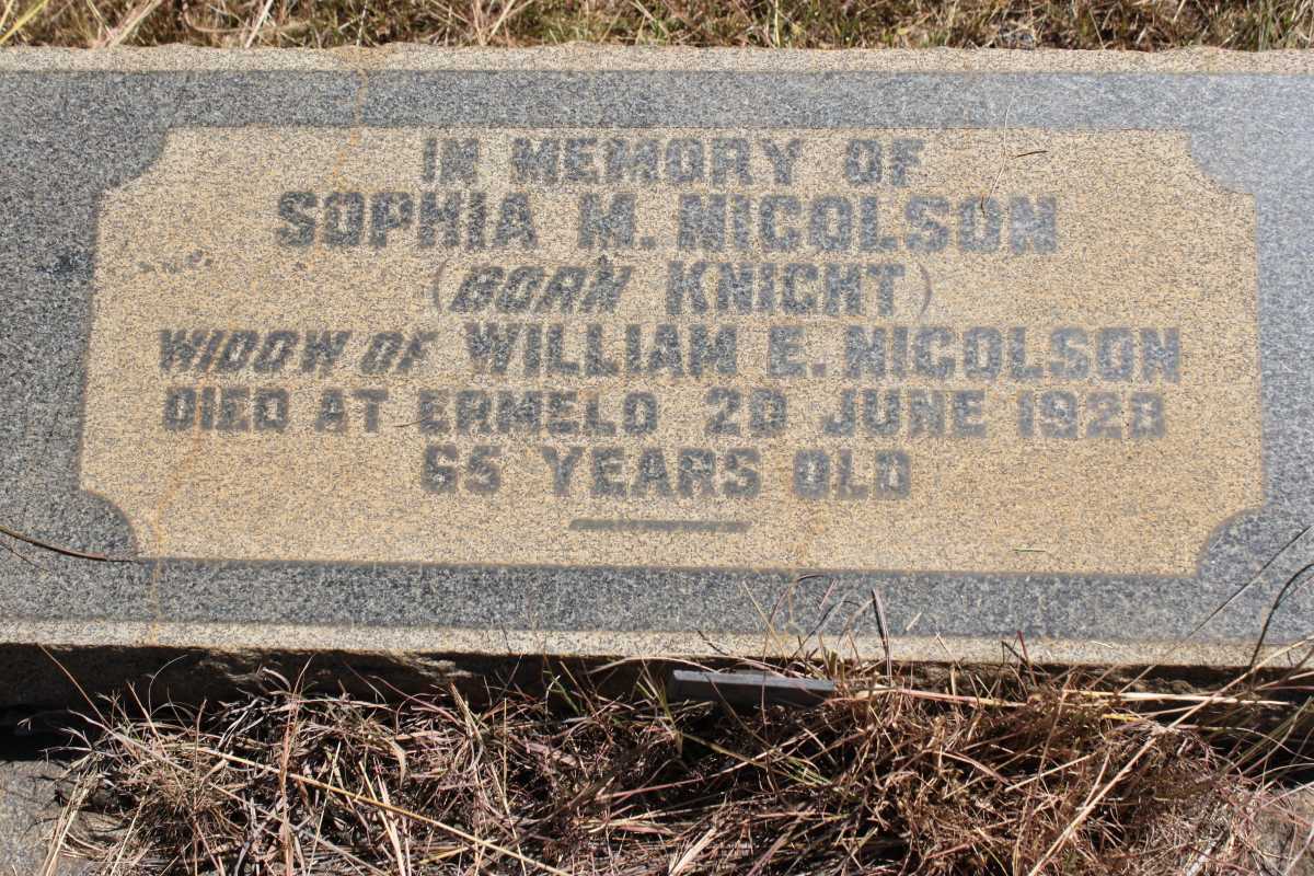 NICOLSON Sophia M. born KNIGHT  -1928