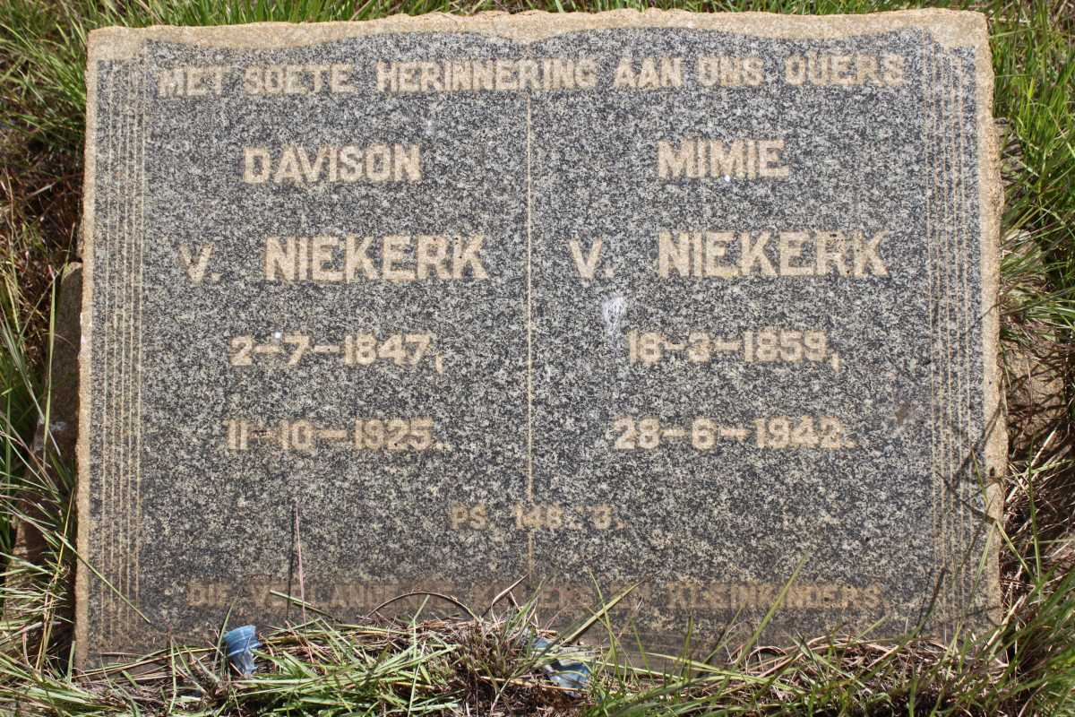 NIEKERK Davison, van 1847-1925 &amp; Mimie 1859-1942