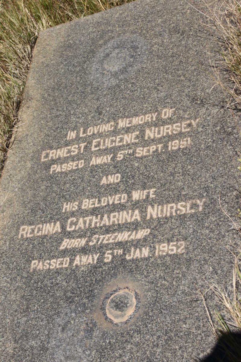 NURSEY Ernest Eugene -1951 &amp; Regina Catharina STEENKAMP -1952