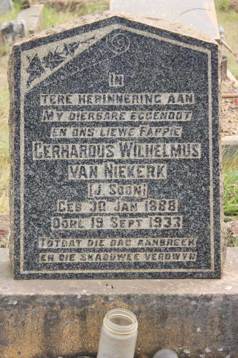 NIEKERK Gerhardus Wilhelmus, van 1888-1933