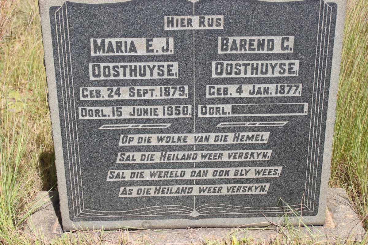 OOSTHUYSE Barend G. 1877- &amp; Maria E.J. 1879-1950