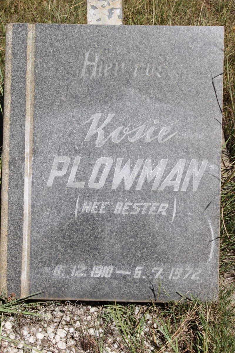 PLOWMAN Kosie nee BESTER 1910-1972