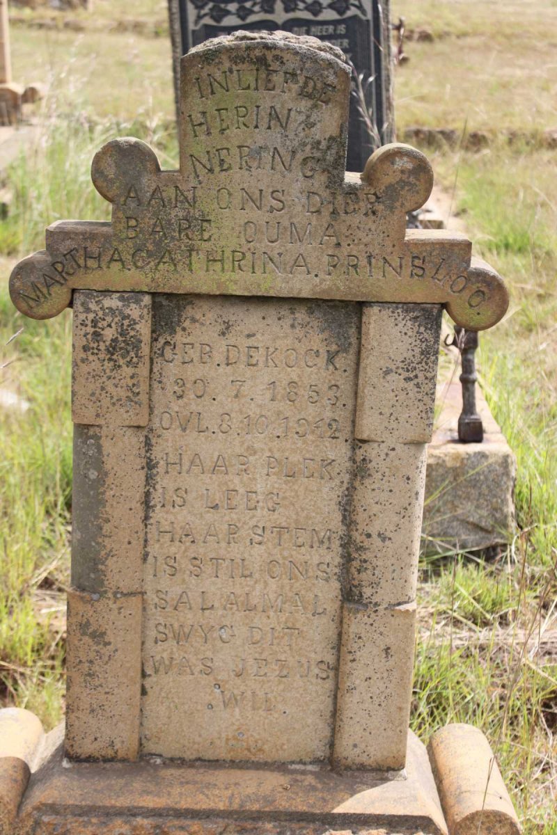 PRINSLOO Martha Cathrina nee DE KOCK 1853-1942